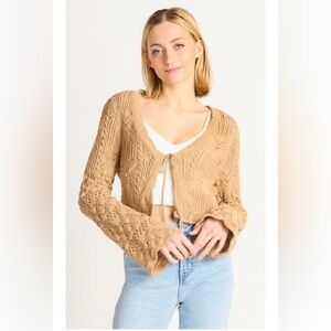 ZARA Cropped Tie Front Cardigan